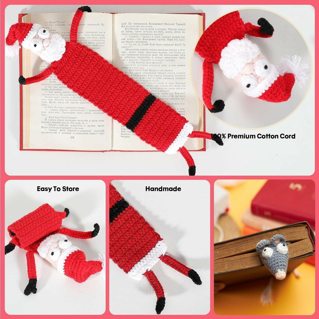 Crochet Santa Bookmark Kawaii 3D Christmas Gift for Kids Women