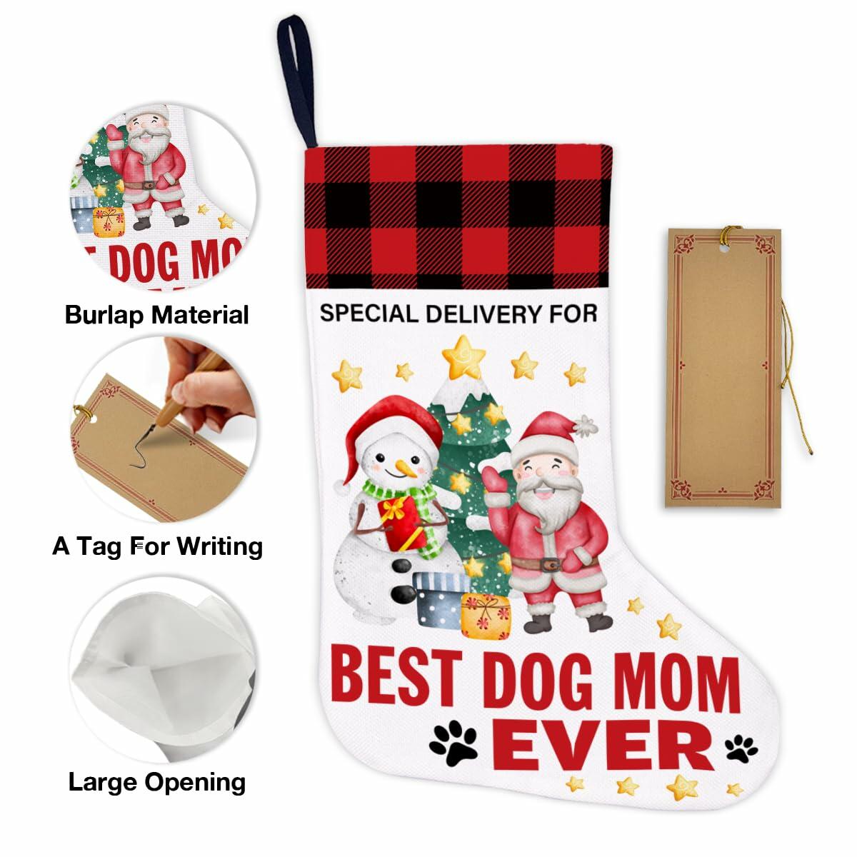 Best Dog Mom Ever Christmas Stocking Holiday Decoration 18x12 Inch