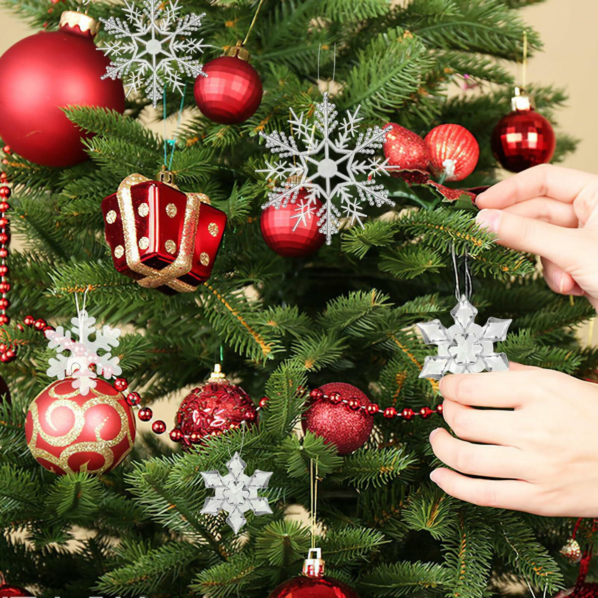 PRETYZOOM Acrylic Crystal Christmas Tree Ornaments Clear 20pcs Snowflake Icicle