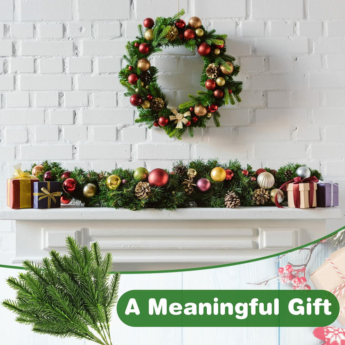 100 Pieces Artificial Pine Needles 10in Green Christmas DIY Accessories