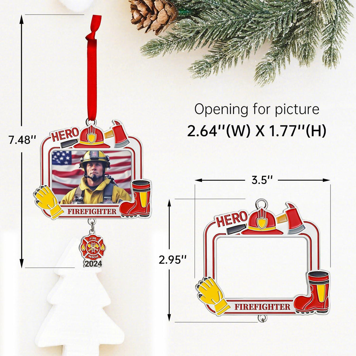 Personalized Firefighter Christmas Ornament 2024 Custom Engraved Keepsake