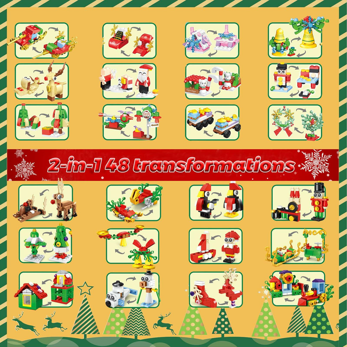 Advent Calendar 2024 Building Blocks Set 12-in-1 Countdown to Christmas