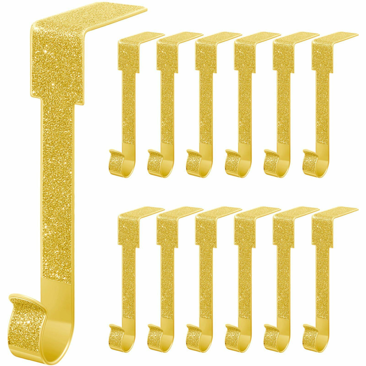 Tandefio 12 Pack Glitter Christmas Stocking Holder Hangers Gold Mantel Hooks