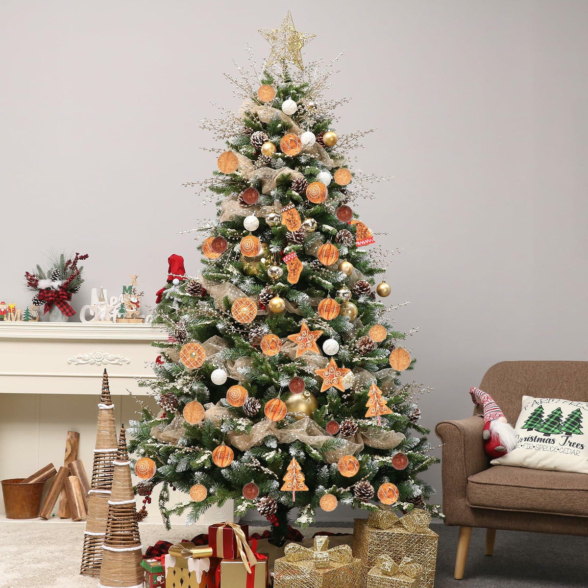RoseCraft Christmas Ornaments Set 32PCS Shatterproof Multi-Color Hanging Balls