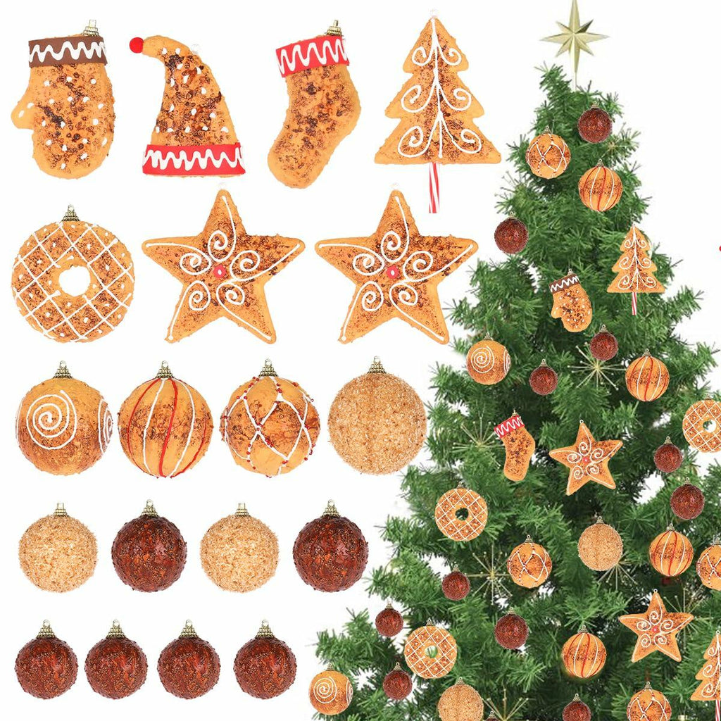 RoseCraft Christmas Ornaments Set 32PCS Shatterproof Multi-Color Hanging Balls