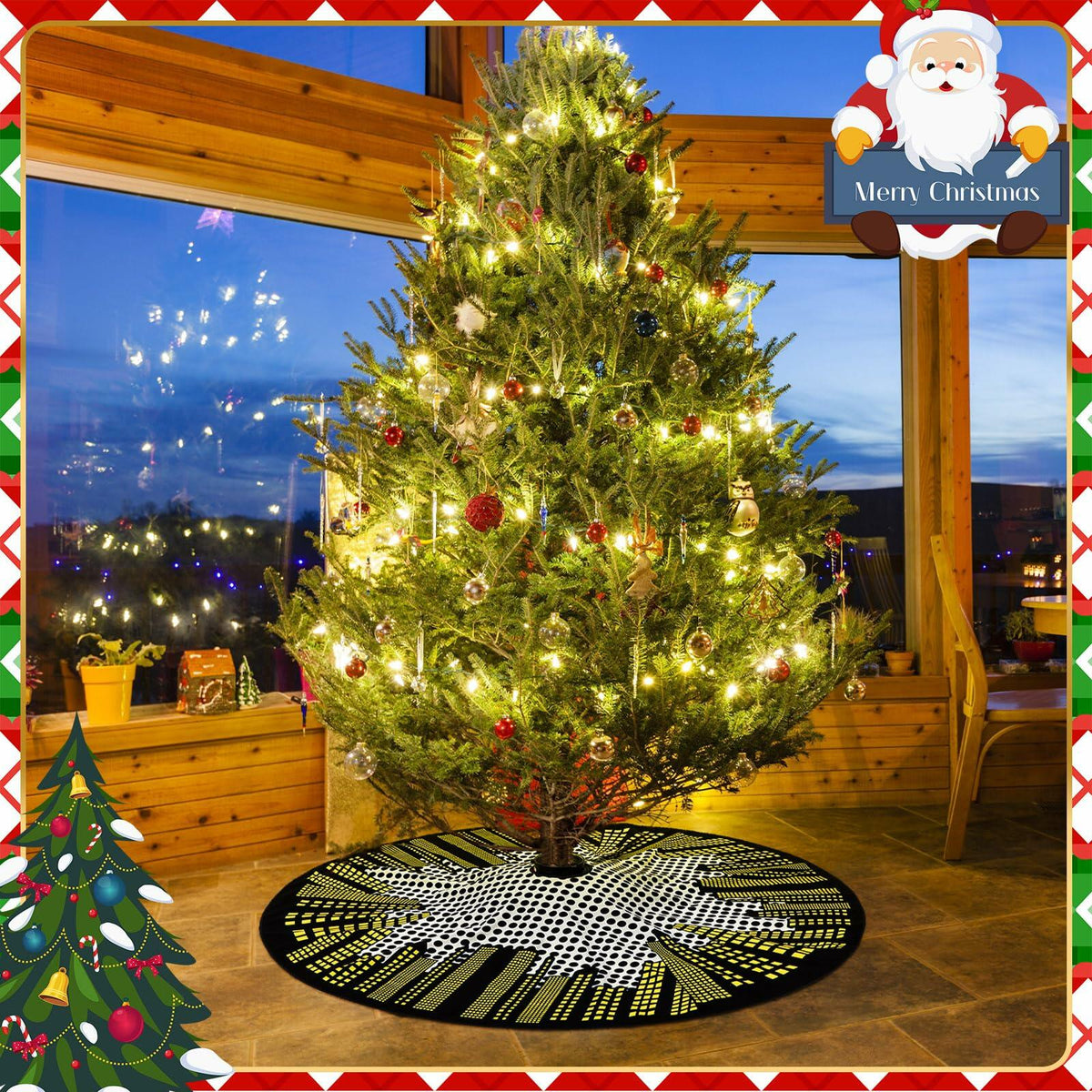 Boao Magic World Christmas Tree Skirt Vintage Envelope Design Rustic Xmas