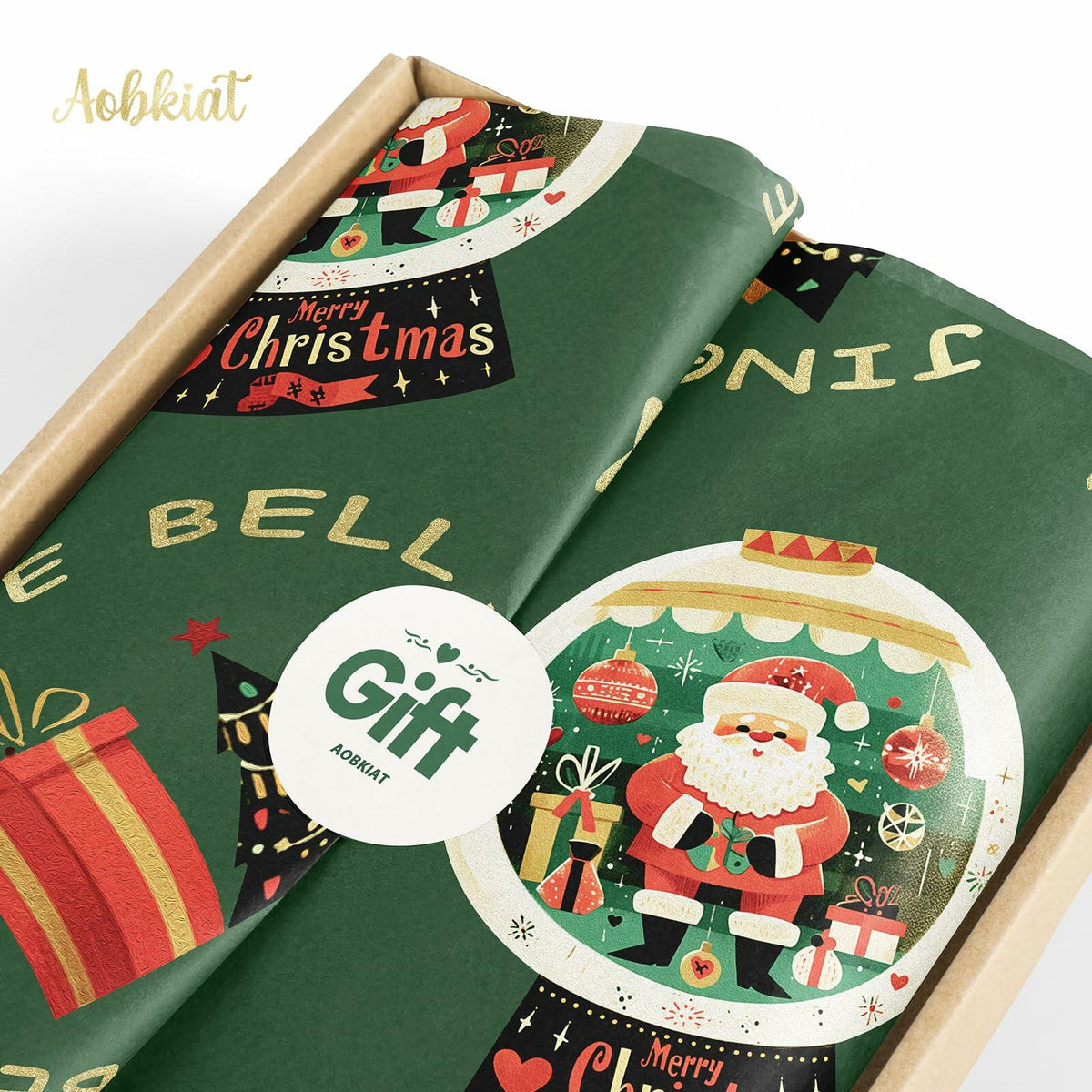 Aobkiat Christmas Wrapping Tissue Paper 24 Sheets 20x15in Red Green