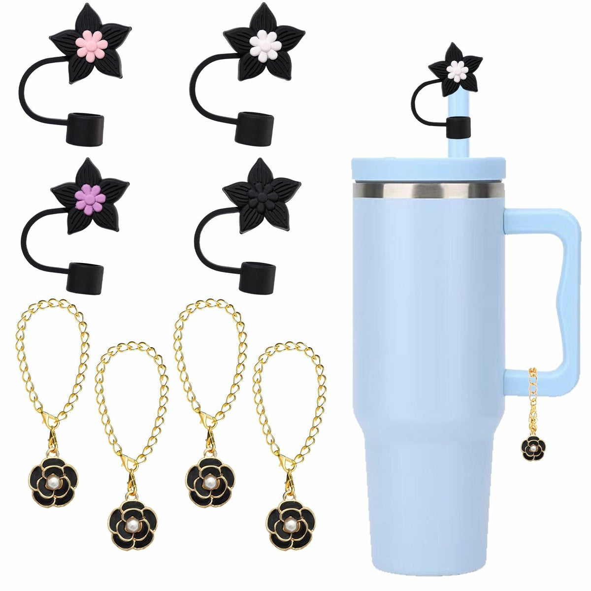 Xyntara Silicone Straw Covers for Stanley 40oz Cups Christmas Style 8pcs