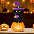 nuvagiki Light Up Black Cat Christmas Decor 8.2in Ceramic Indoor