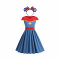 JUIULU Girls Princess Dress Costume Set Blue Size 120 (4-5T)