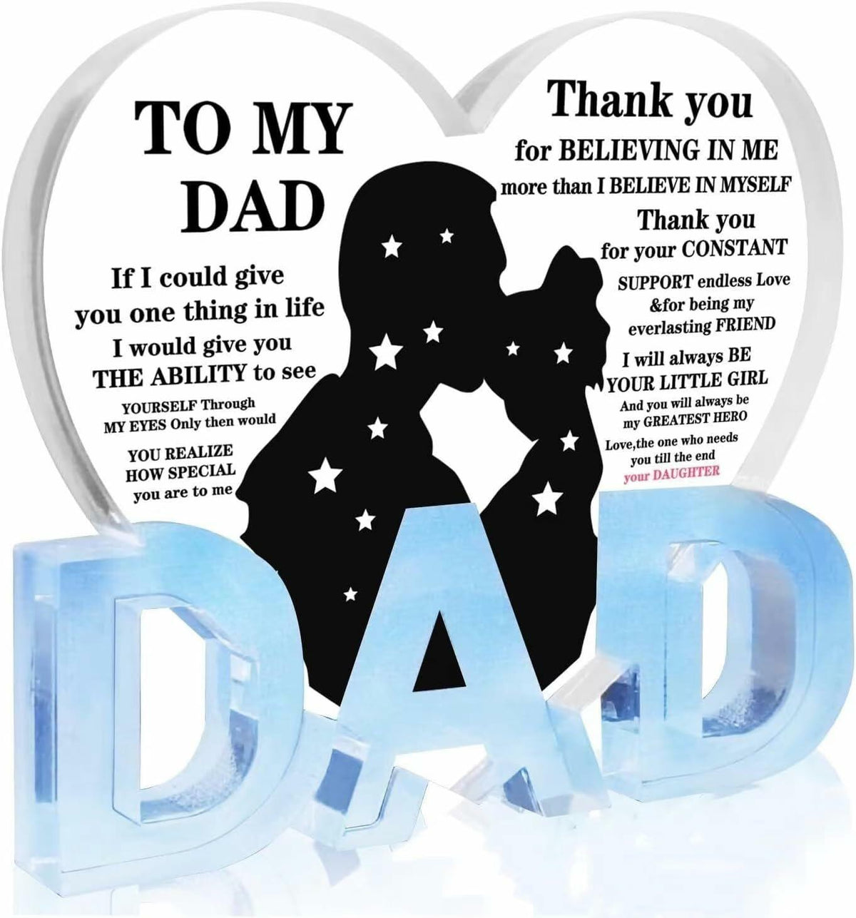 Fathers Day Gifts for Dad Plaque from Daughter - Ideal Birthday Christmas