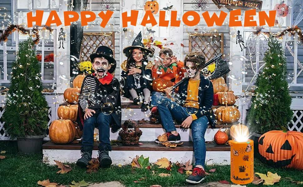 KYUKUDZ Halloween Bubble Machine Portable Automatic Lights Spooky Sound