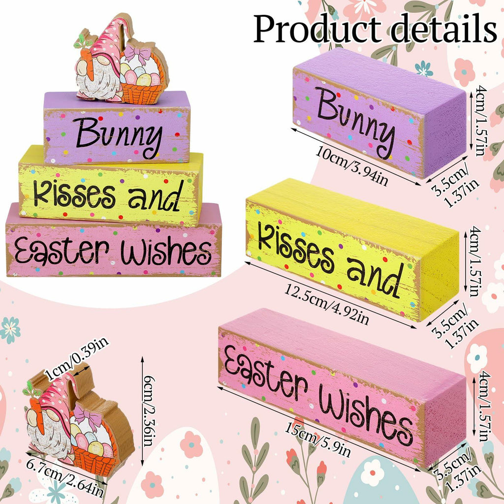Chunful 4 Pcs Christmas Table Decor Wooden Winter Rustic Xmas Block Signs