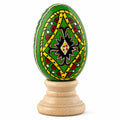 Green Diamond Hand Painted Wooden Pysanky Easter Egg