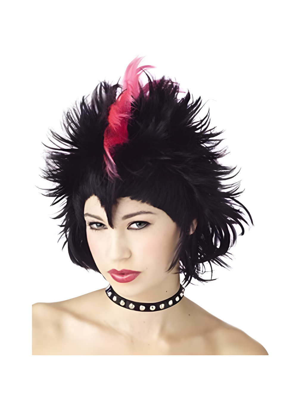 Women's Black & Pink Mohawk Wig