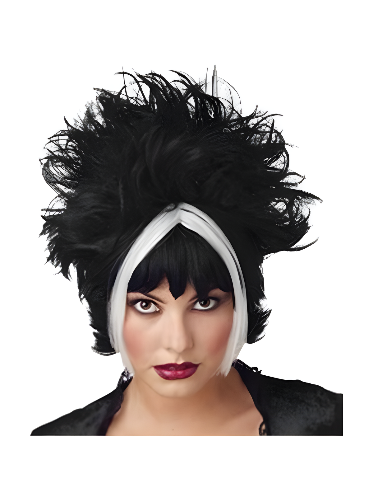 Chunky Black & White Gothic Streaked Wig