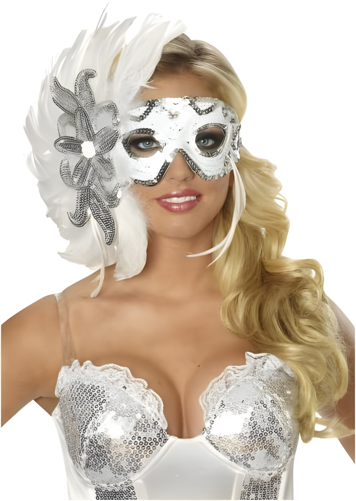 Womens Winter Eve Feather Eye Mask