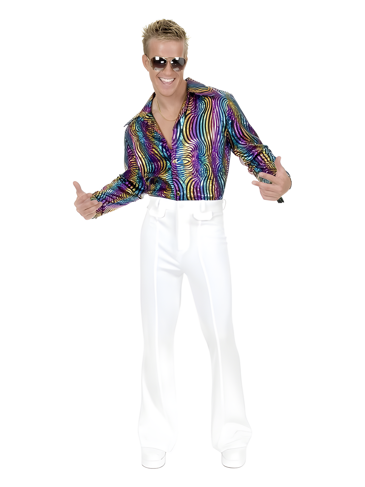 Adult Men's Multi Glitter Disco Shirt