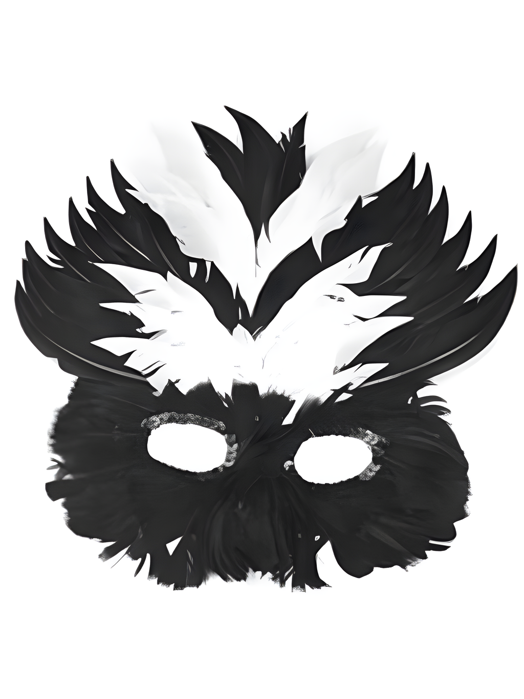 Adult Black & White Feather Eye Mask