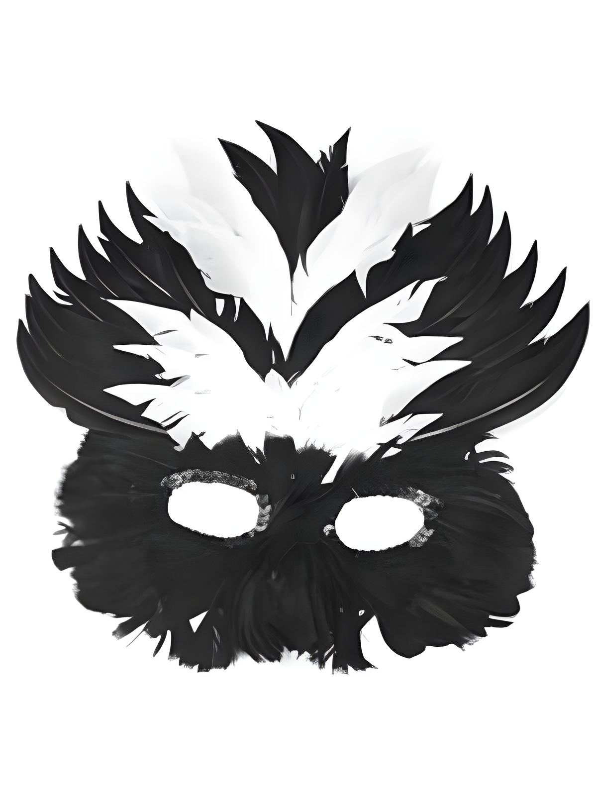 Adult Black & White Feather Eye Mask