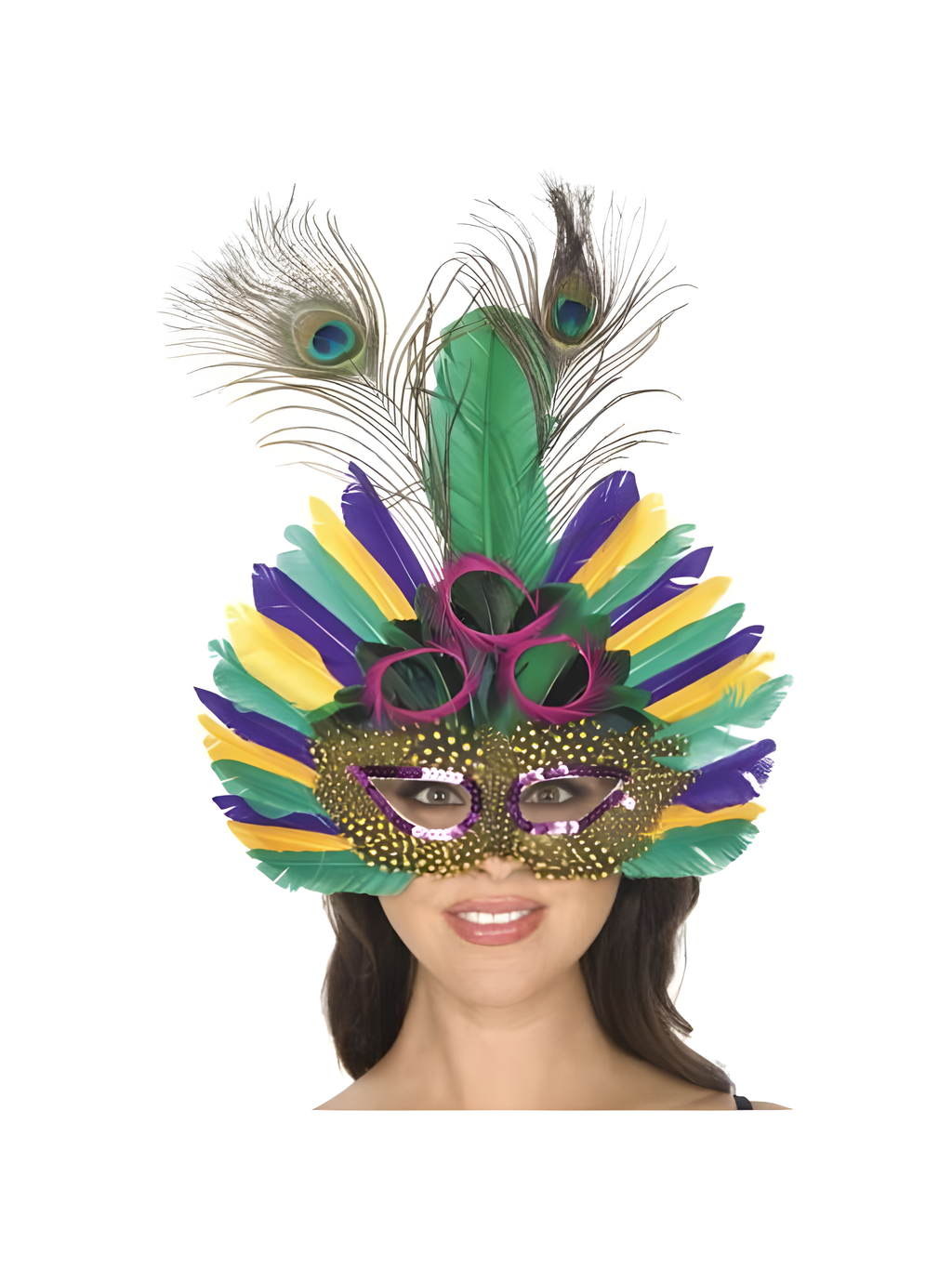 Adult Mardi Gras Peacock Feather Mask