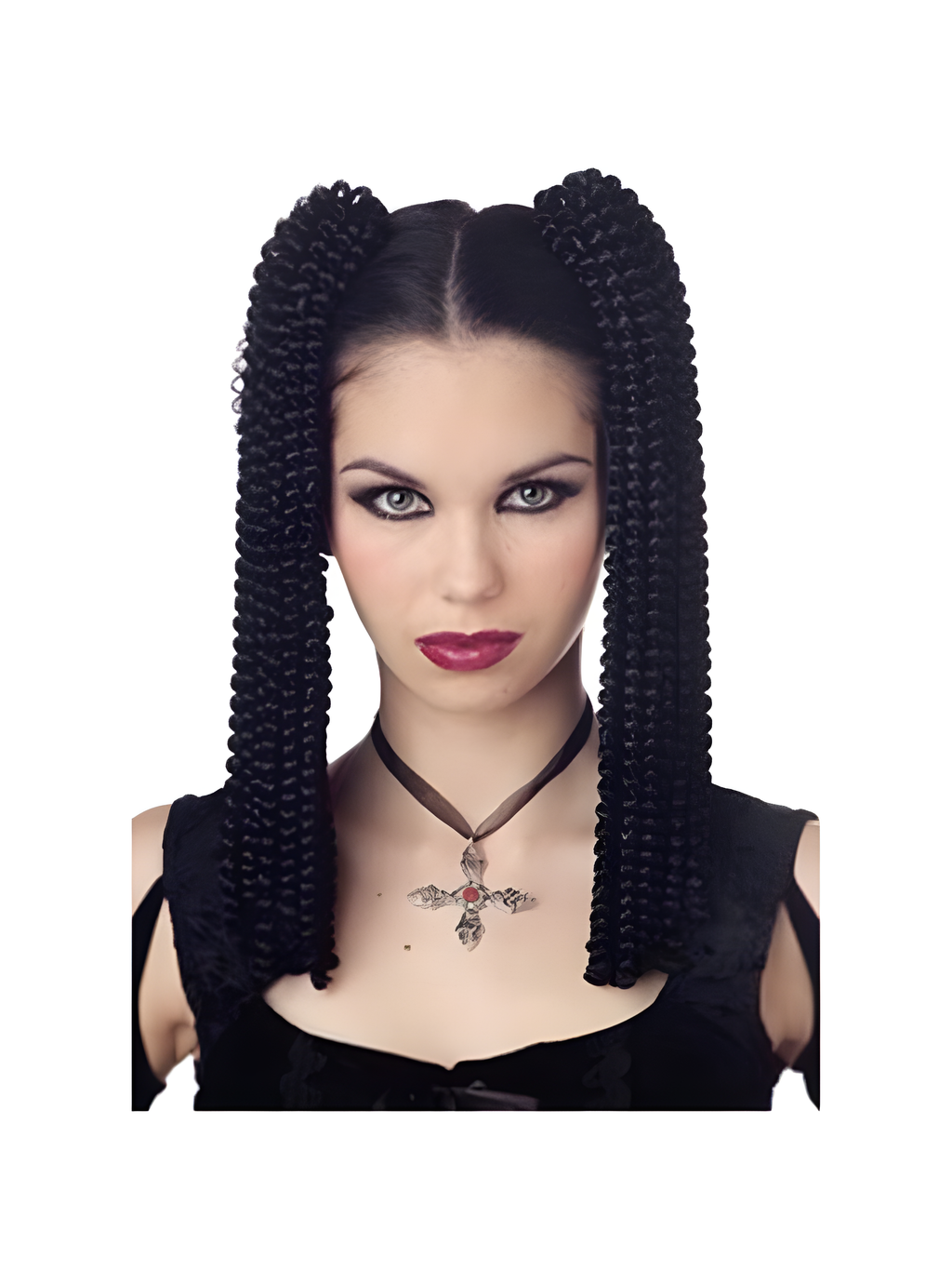 Black Spiral Fall Clip-On Hairpiece
