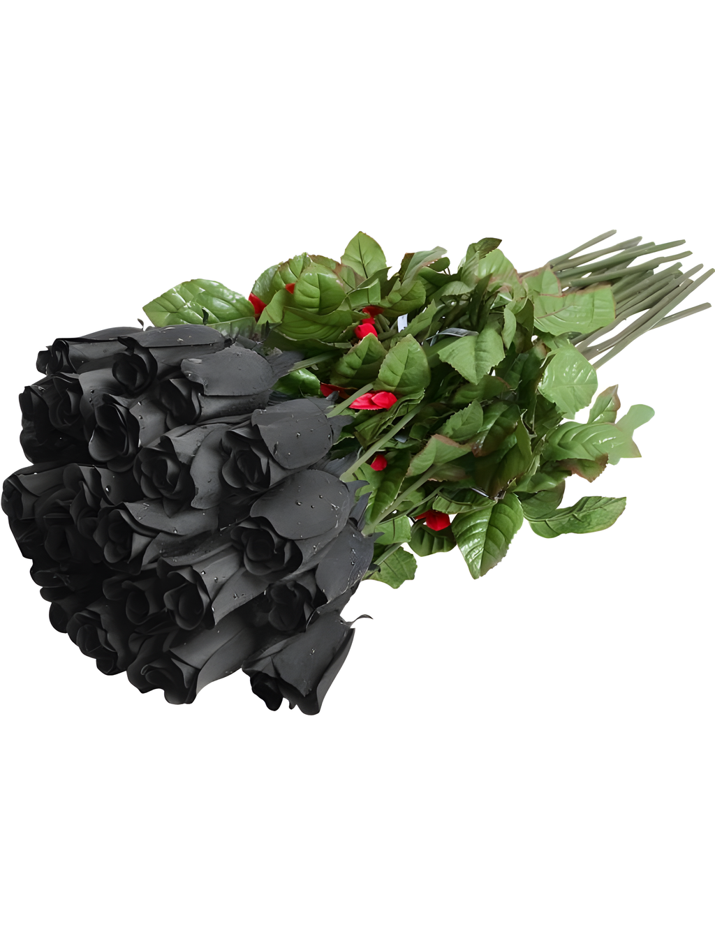 Dozen Fake Black Rose w/ Rain Drops