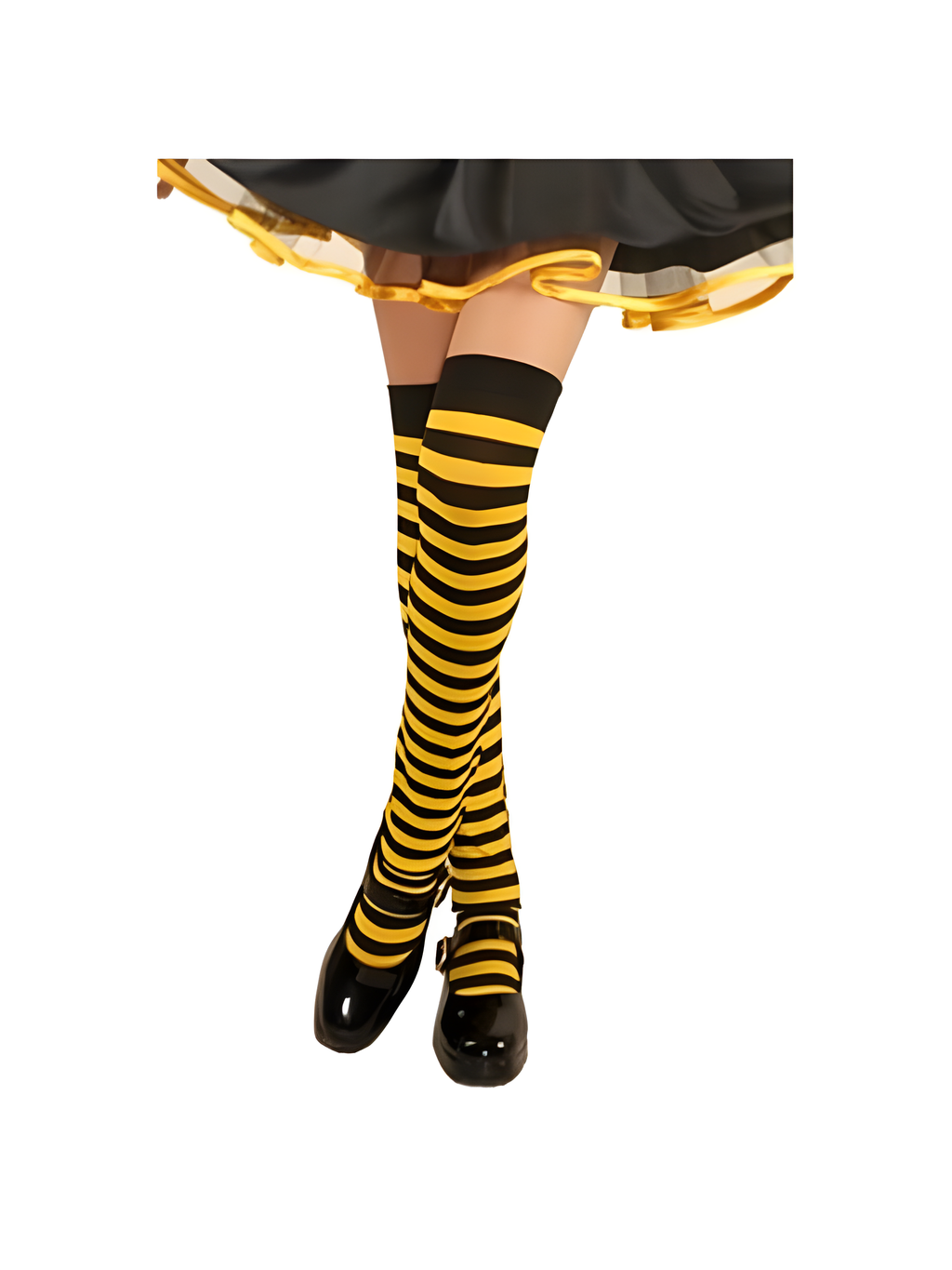Childs Black & Yellow Stripped Over The Knee Stockings