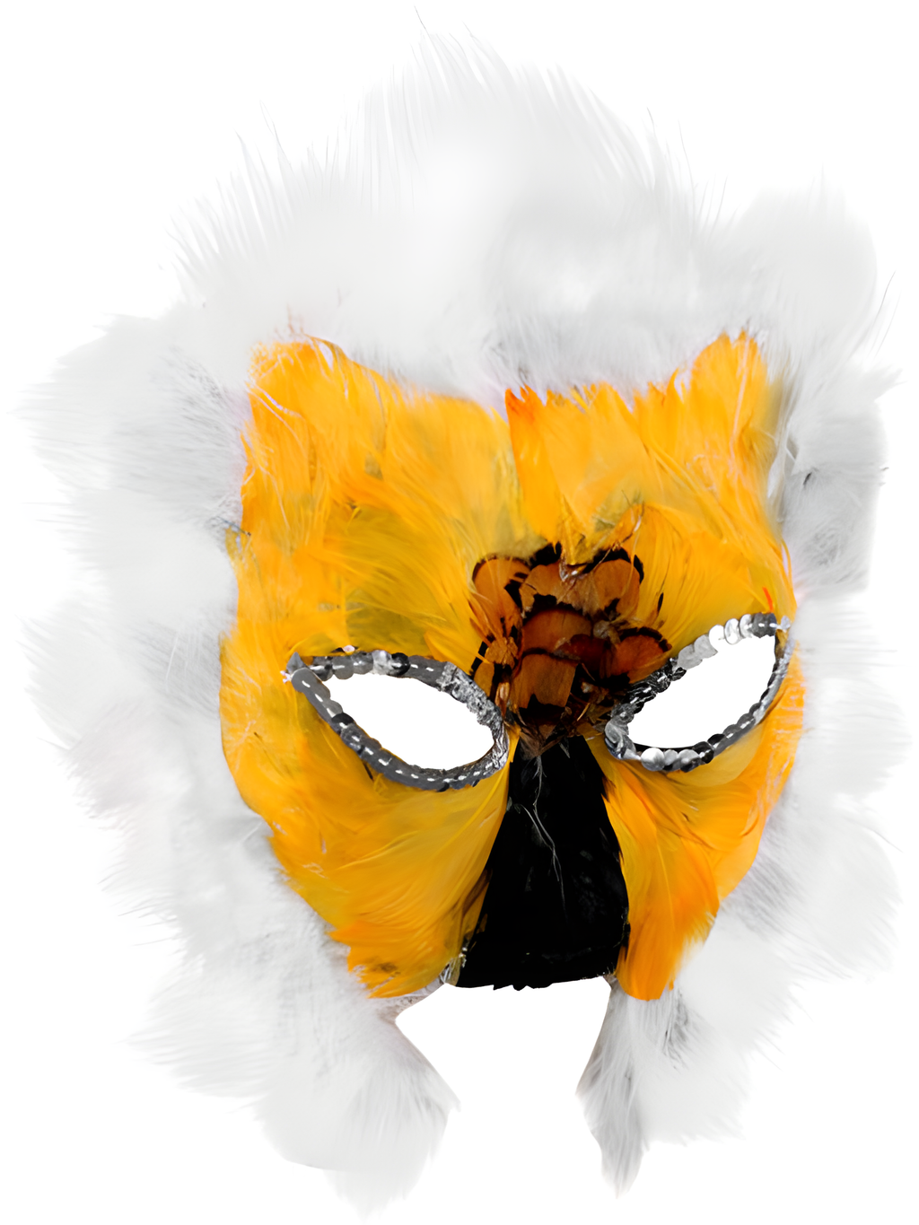Yellow Feathered Cat Costume Mask