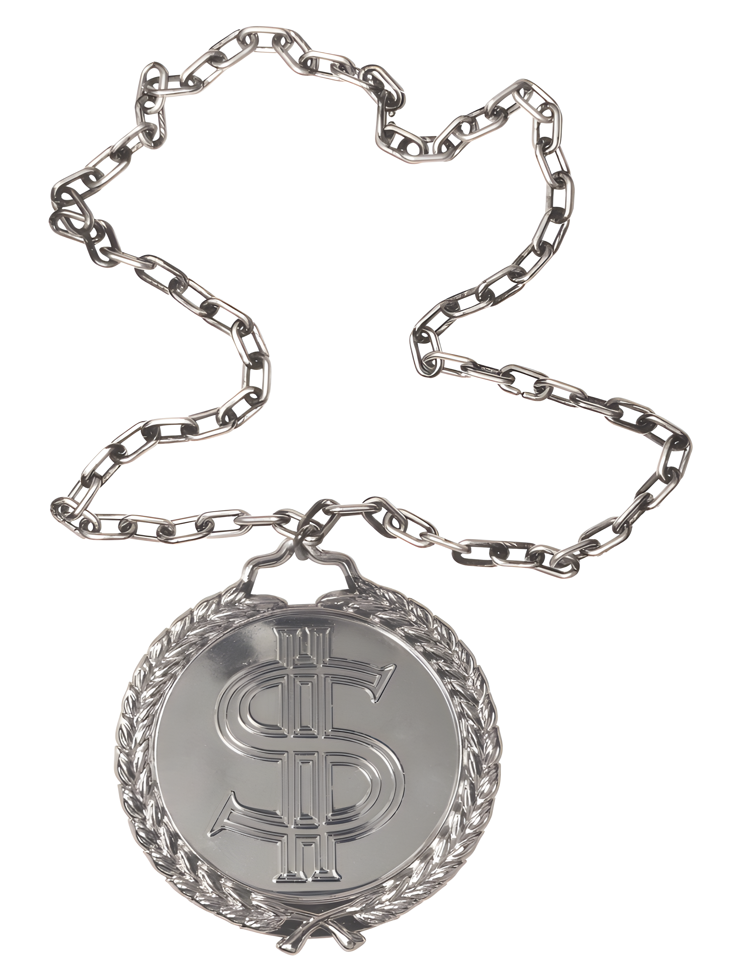 Big Bling Medallion on Chain Costume Accessory