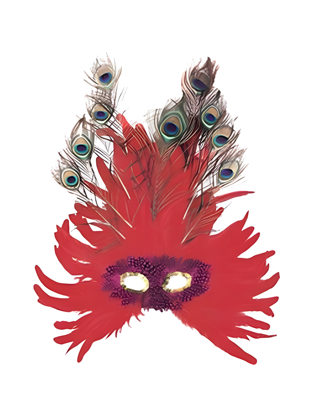 Adult Red Feather Peacock Eye Mask