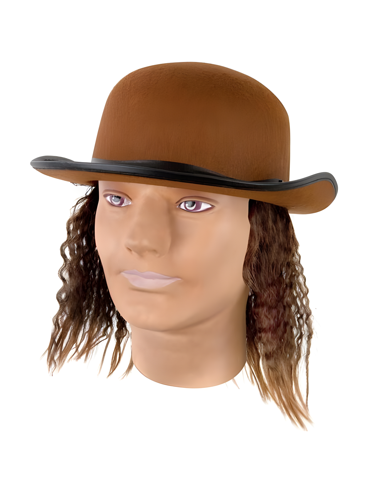 Adult Brown Hat With Wig