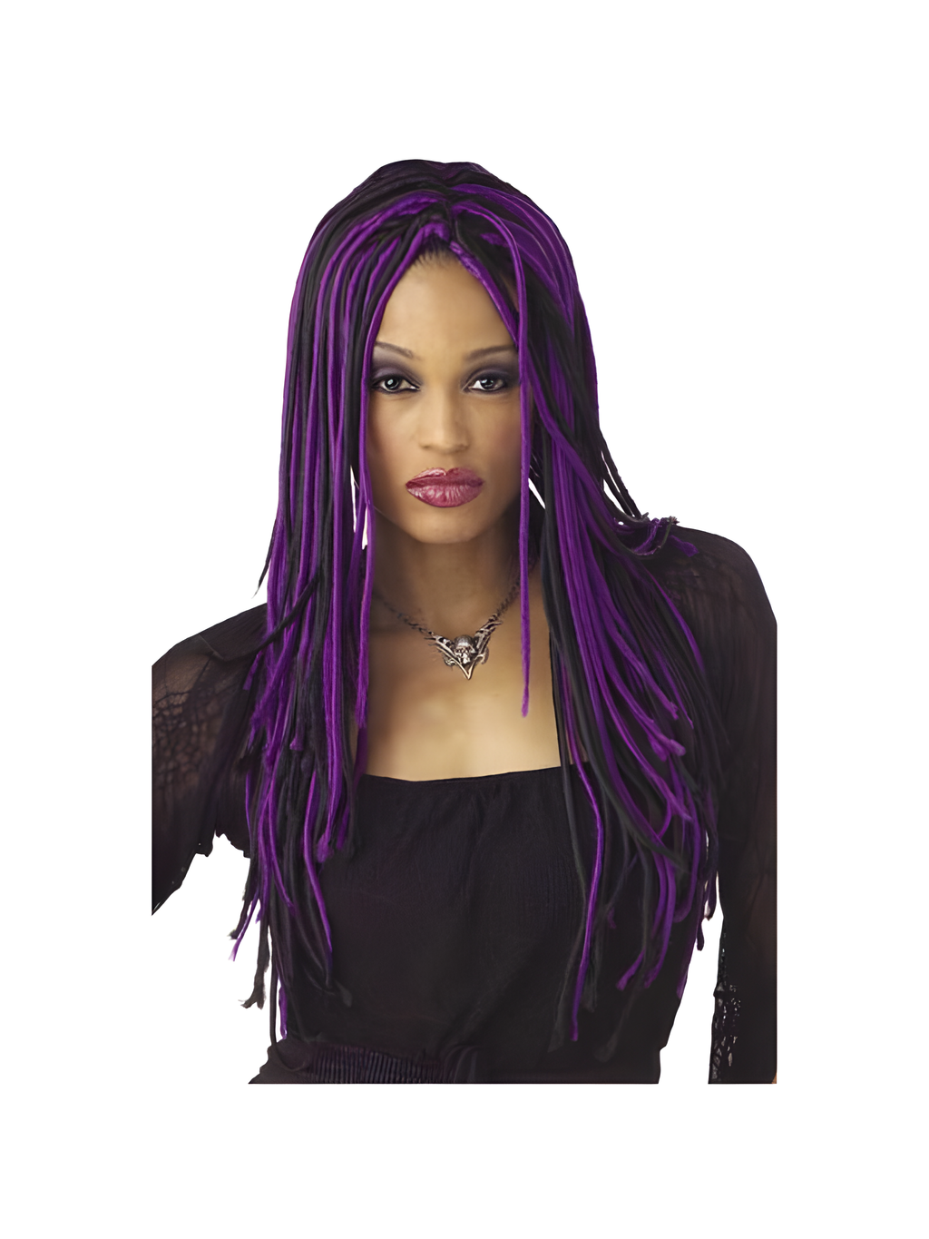 Adult Twisted Long Purple & Black Wig