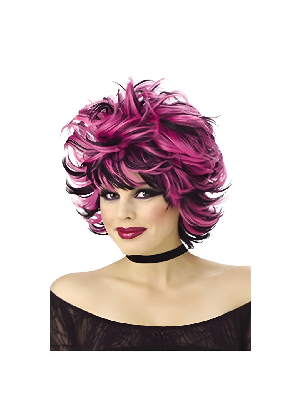 Adult Pink & Black Sexy Shag Wig