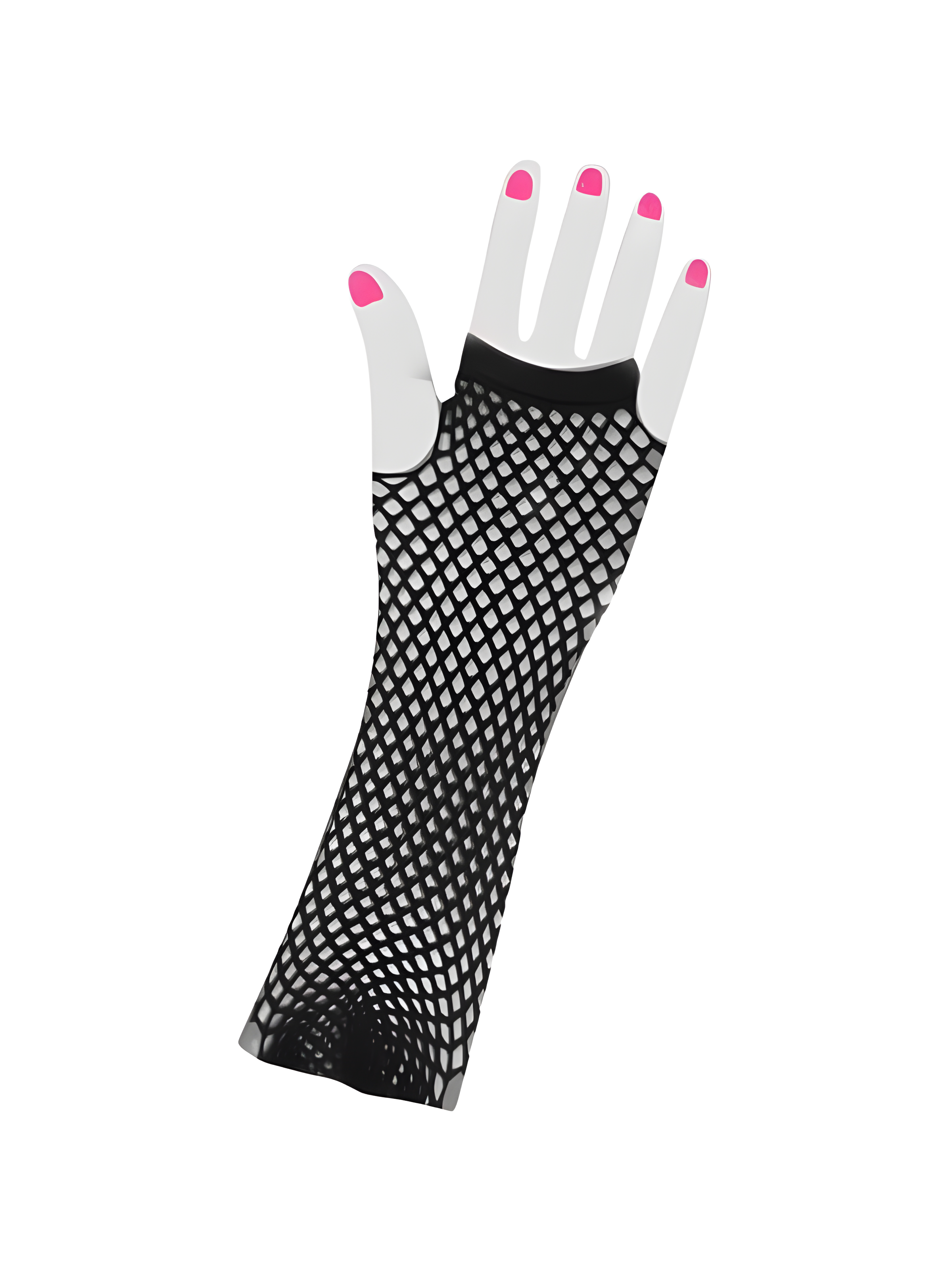 Adult Long 80's Style Black Neon Fishnet Gloves