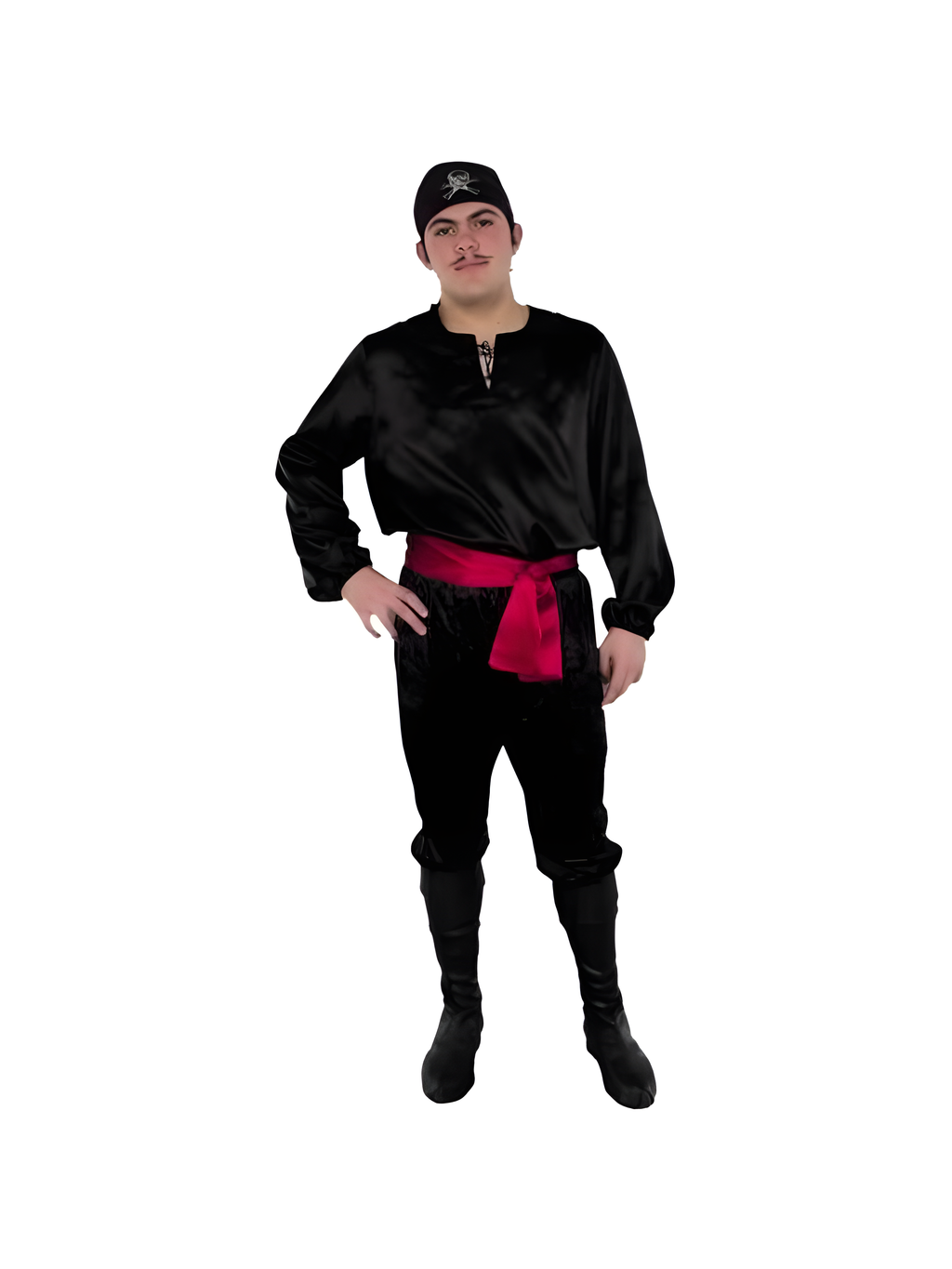 Adult Black Satin Pirate Shirt