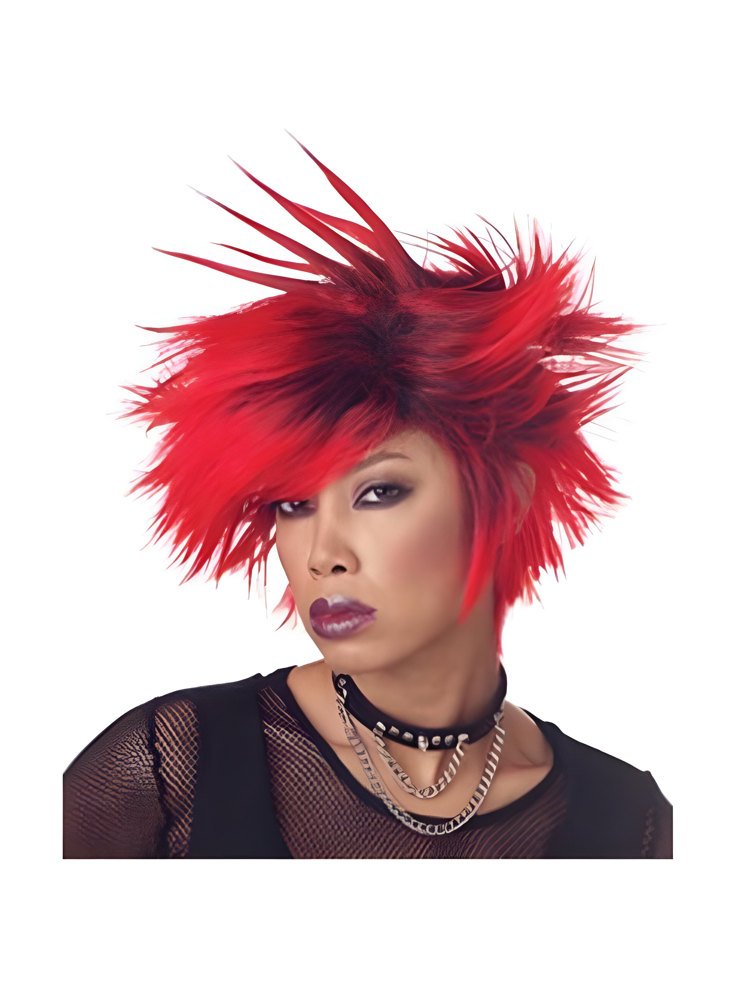 Women's Black & Red Spiked Wig