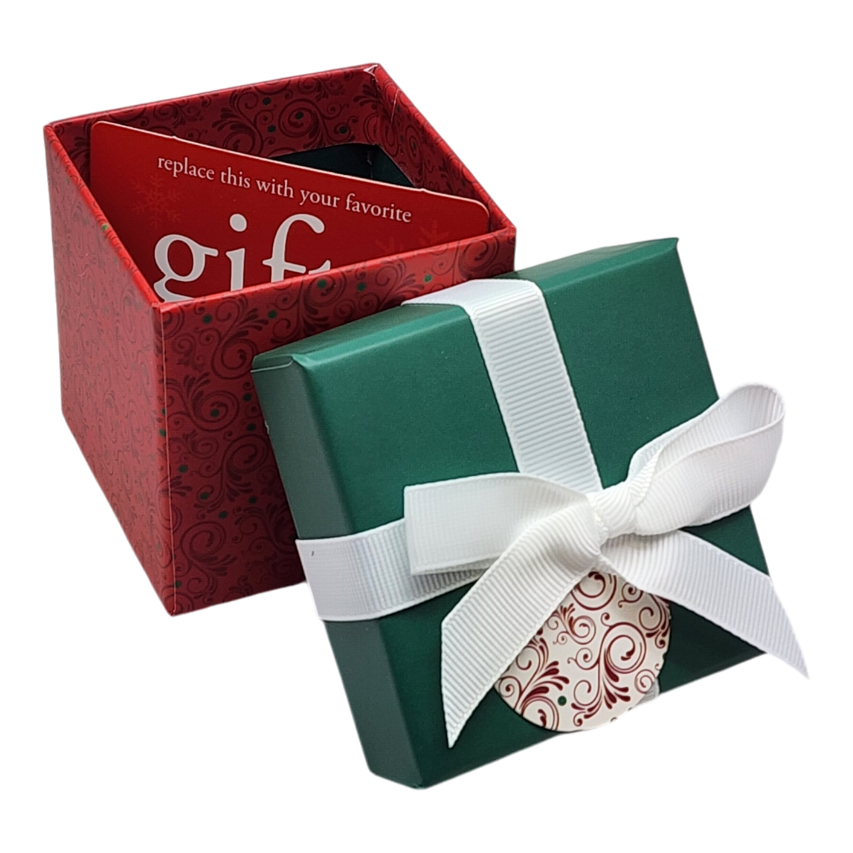 Gift Box Cube for Gift Cards - 3" x 3" - Burgandy Swirl