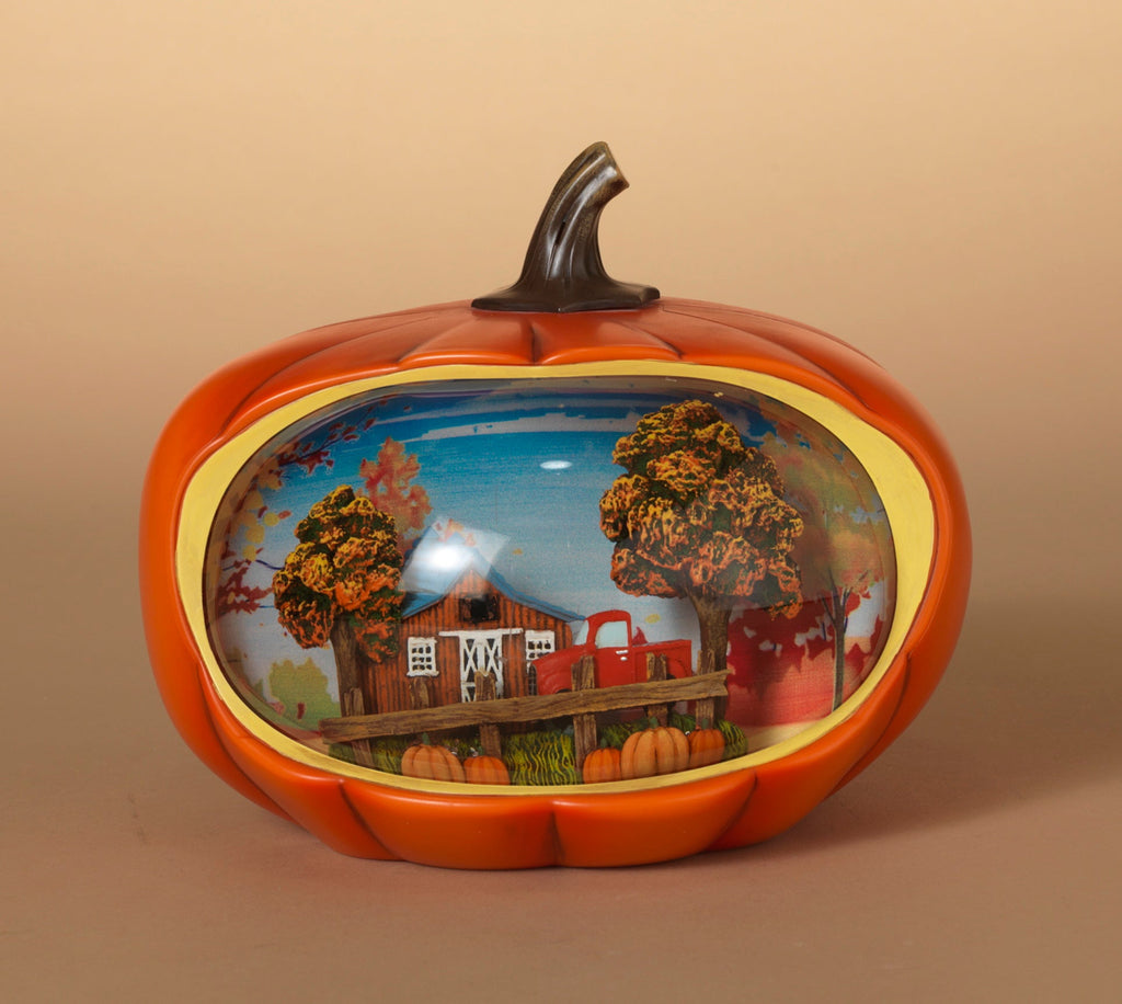 Lighted Spinning Water Globe Harvest Pumpkin