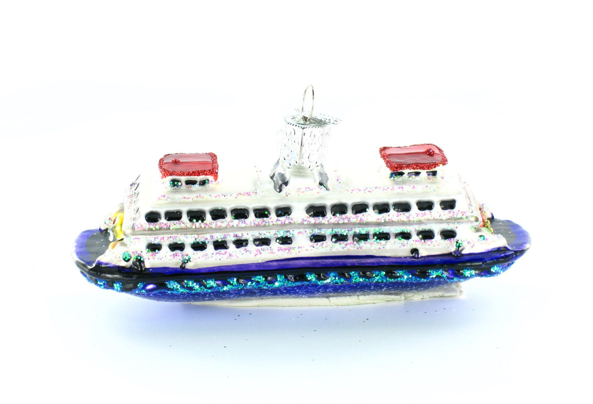 Ferry Boat Glass Ornament