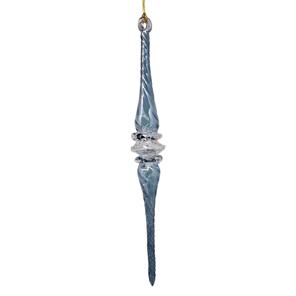 Frosted Blue Swirl Spire Ornament