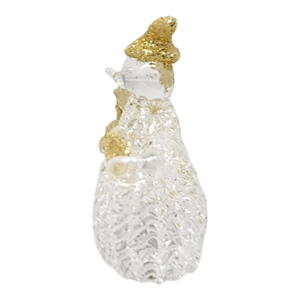 Golden Glitter Glass Snowman Figurine