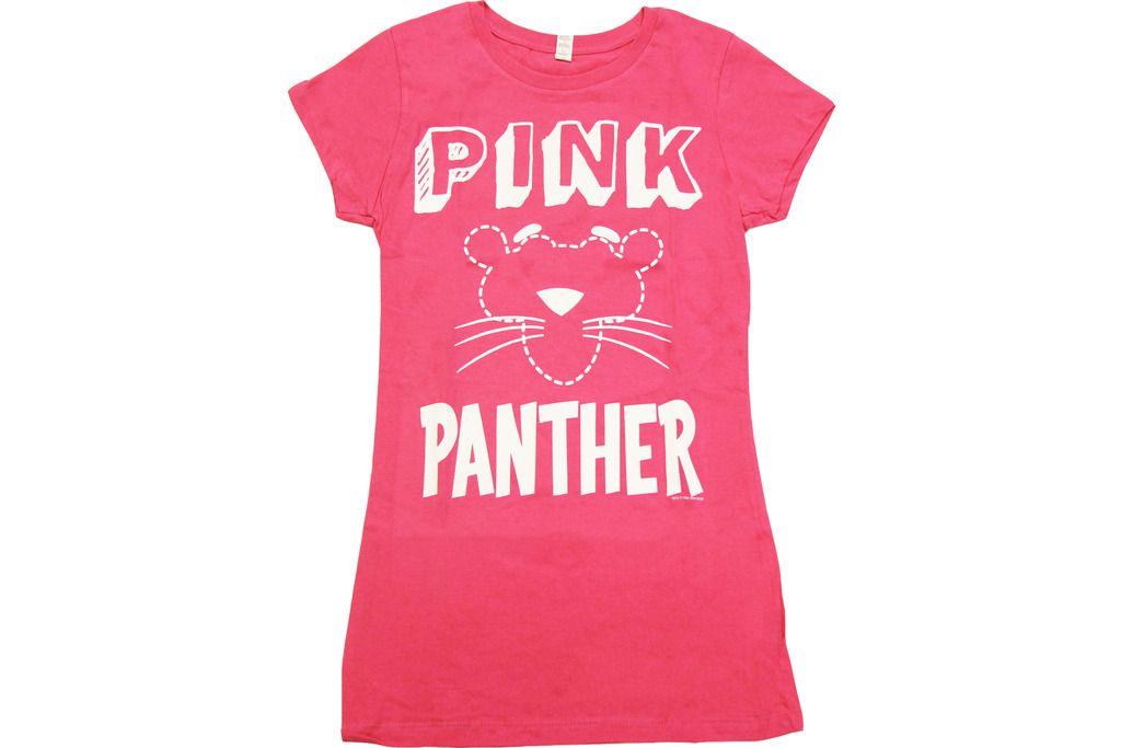 Pink Panther Cut Lines Juniors Pink T-Shirt