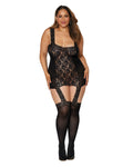 Dreamgirl Plus Rose Lace Gartered Bodystocking