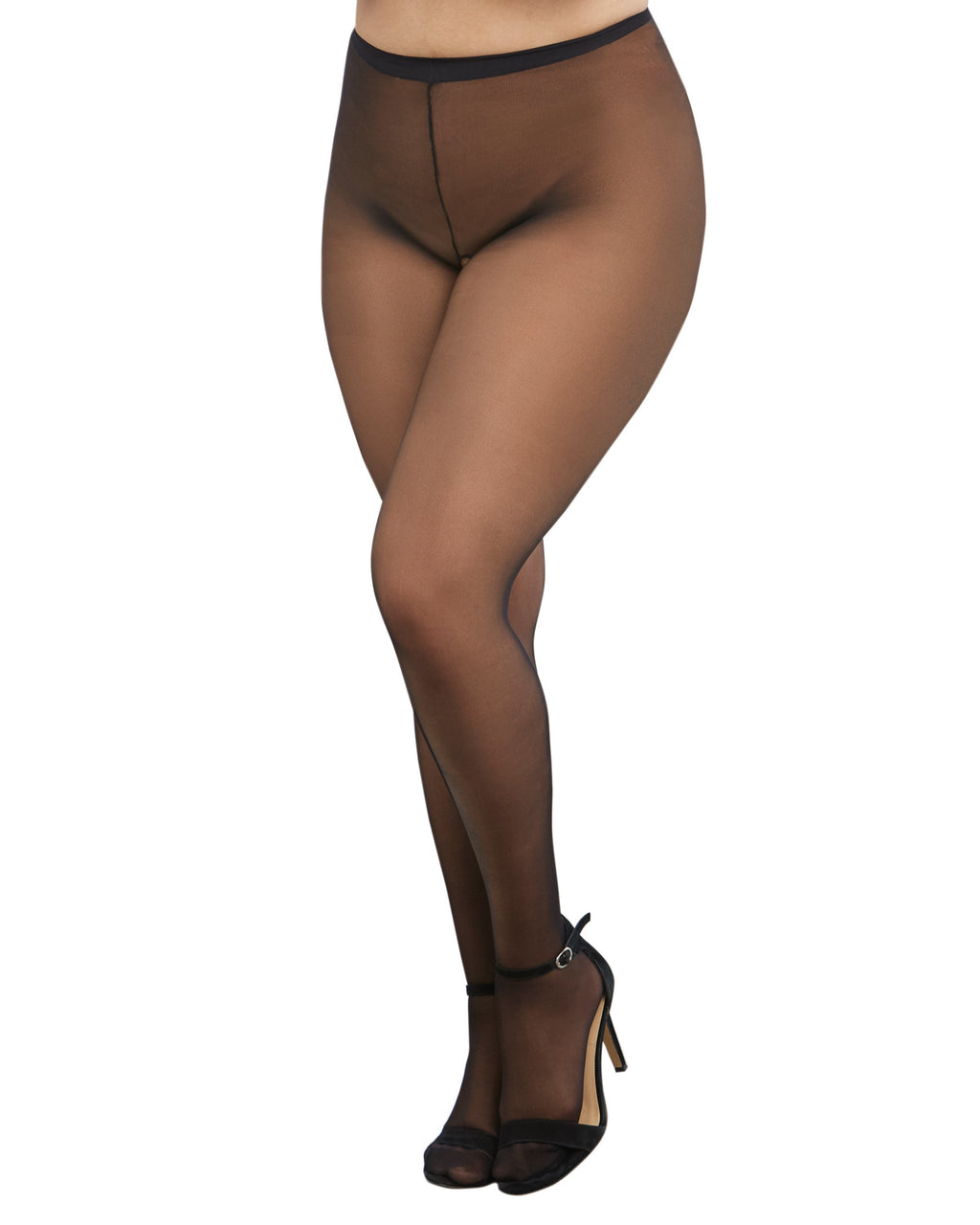 Dreamgirl Plus Sheer Crotchless Pantyhose