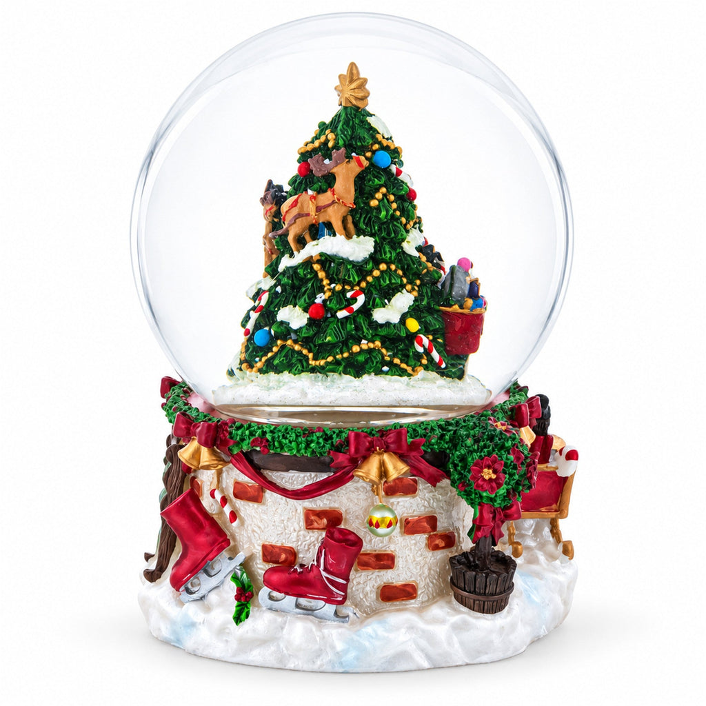 Santa's, Snowman and Canine Companions Musical Water Snow Globe