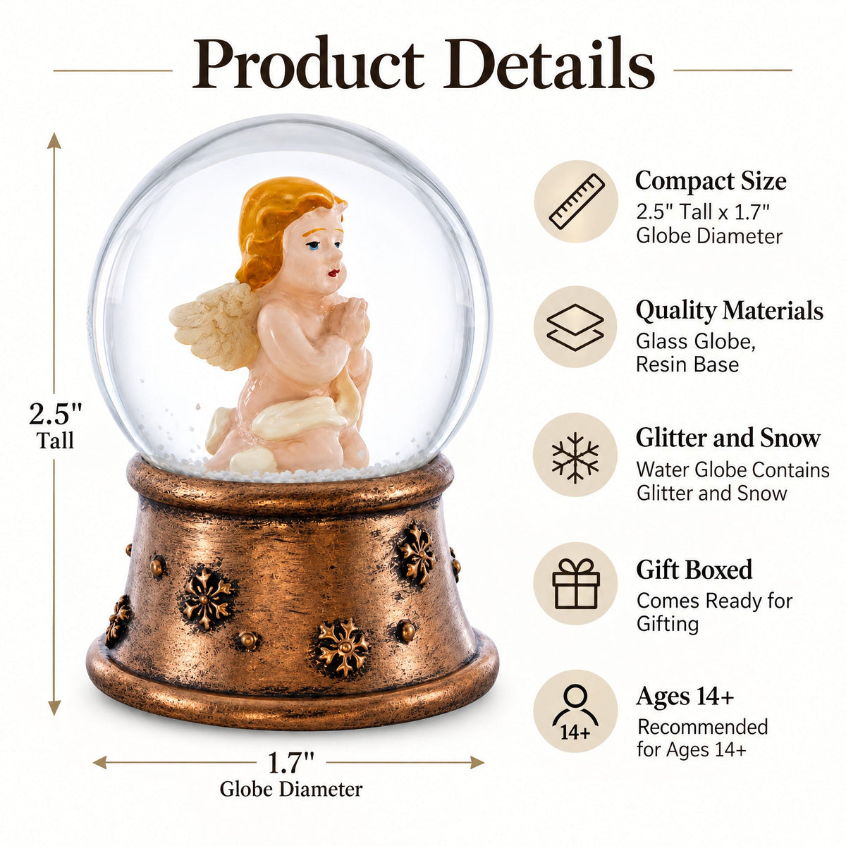 Golden Angel Mini Water Snow Globe