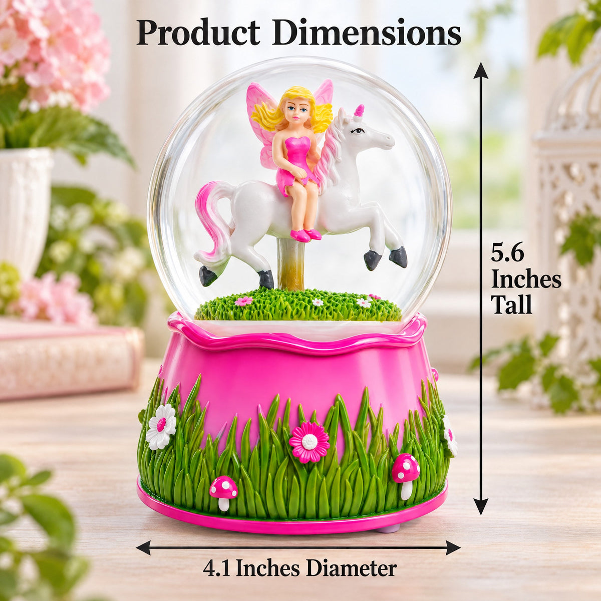 Unicorn Carousel with Fairy Musical Water Snow Globe