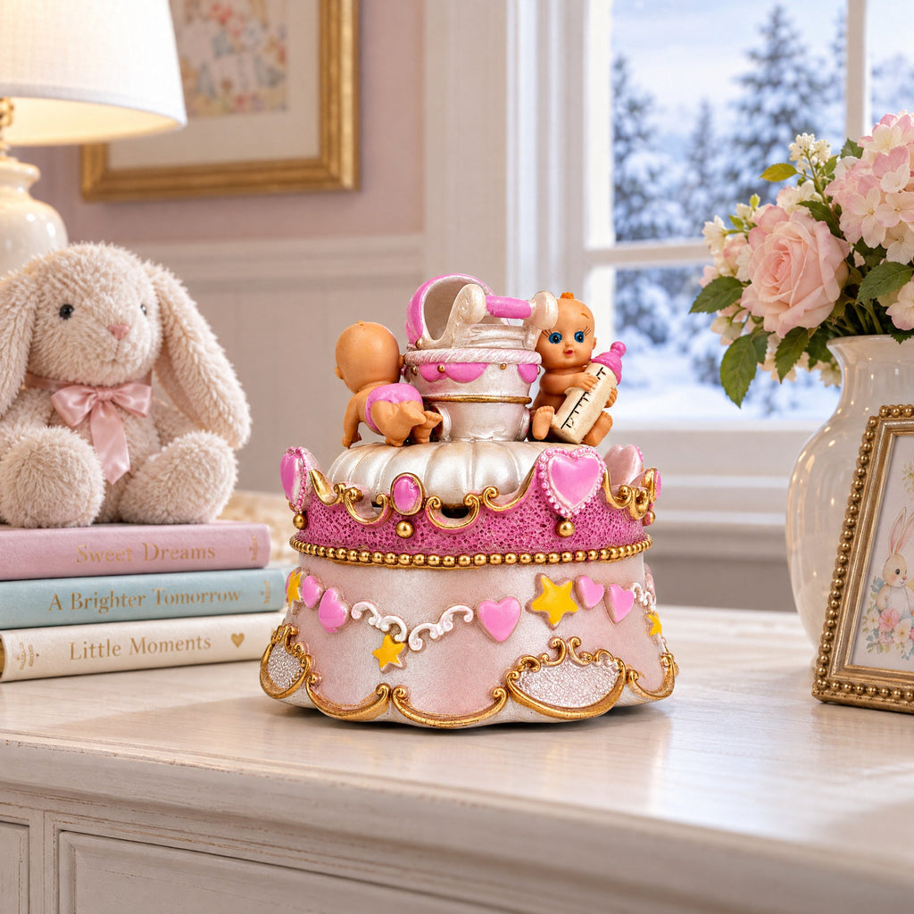Animated Musical Cradle Babies Figurine - Rotating Nursery Song Music Box