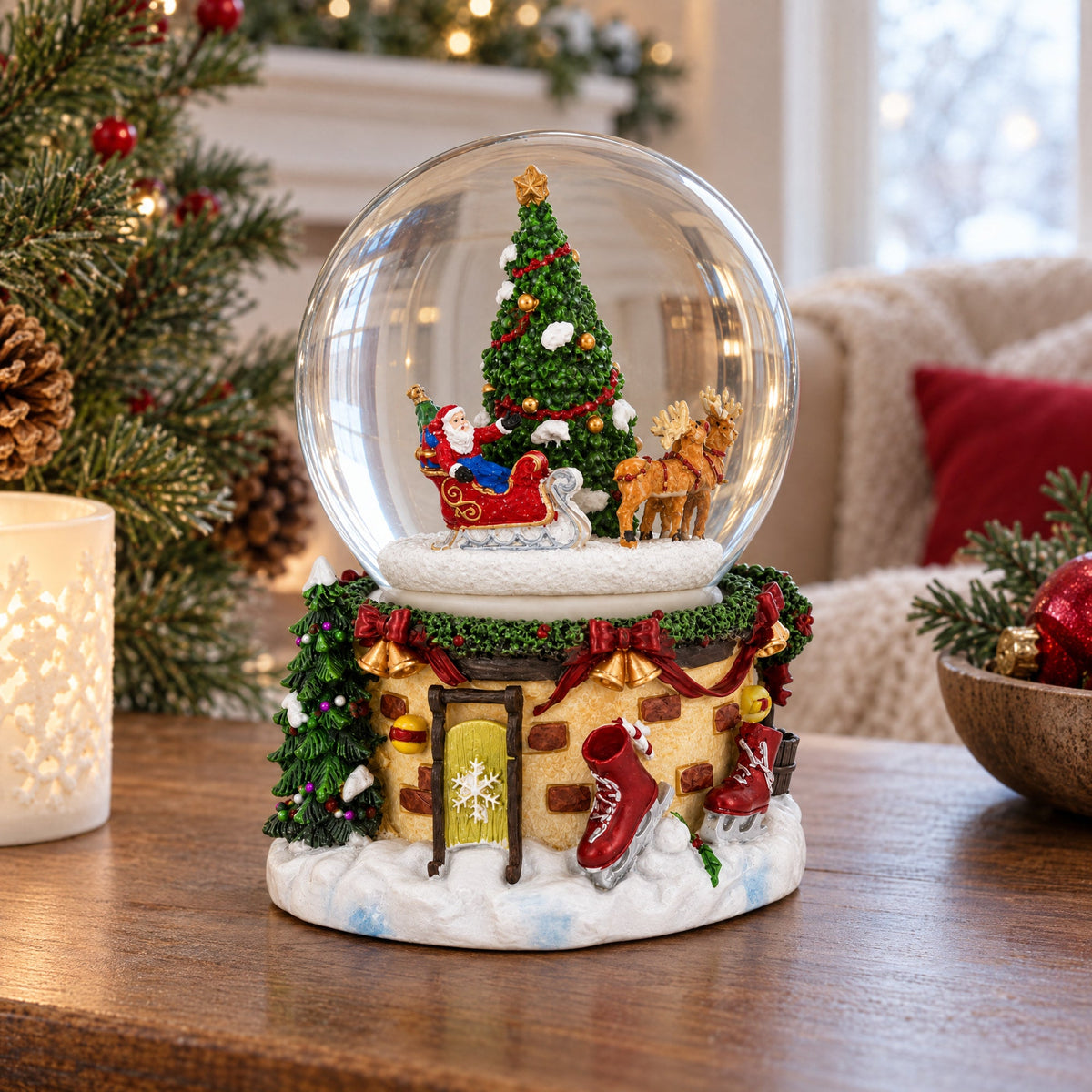 Rotating Santa's Tree Serenade Musical Water Globe